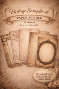 Vintage Scrapbook Paper Bundle | 15 Double-Sided Sheets | Antique Junk Journal Paper Pack