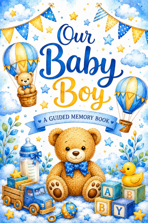 Baby Boy Memory Book | First Year Keepsake Journal, Teddy Bear Theme