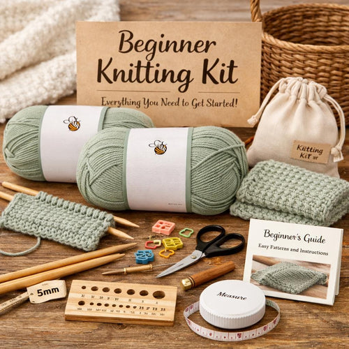 Beginner Knitting Kit – Cozy Scarf DIY, Garter Stitch