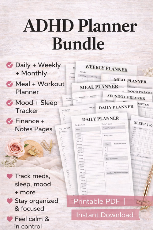ADHD Planner Printable Bundle | Daily Weekly Monthly Planner | Instant Download PDF
