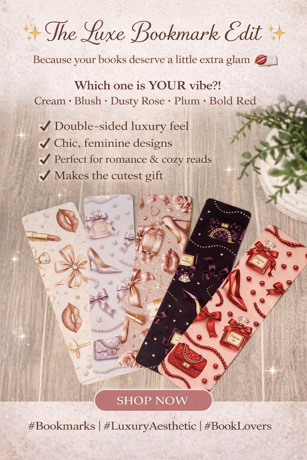 Luxe 5-Piece Bookmark Collection | Feminine Glamour Book Lover Gift