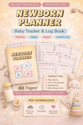 Newborn Planner Printable PDF | Baby Tracker & Log Book | Feeding, Sleep, Diaper Tracker