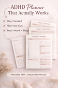 ADHD Planner Printable Bundle | Daily Weekly Monthly Planner | Instant Download PDF