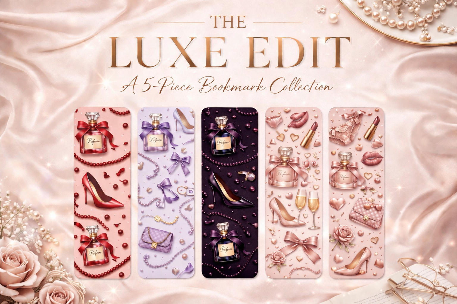 Luxe 5-Piece Bookmark Collection | Feminine Glamour Book Lover Gift