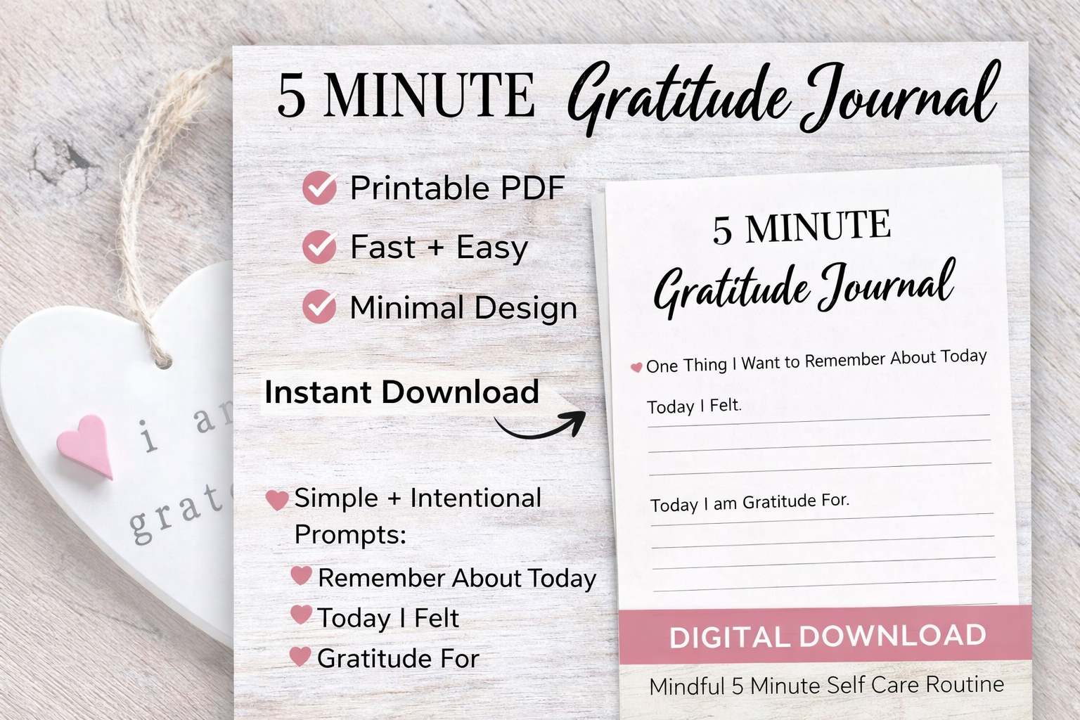 FREE 5 Minute Gratitude Worksheet