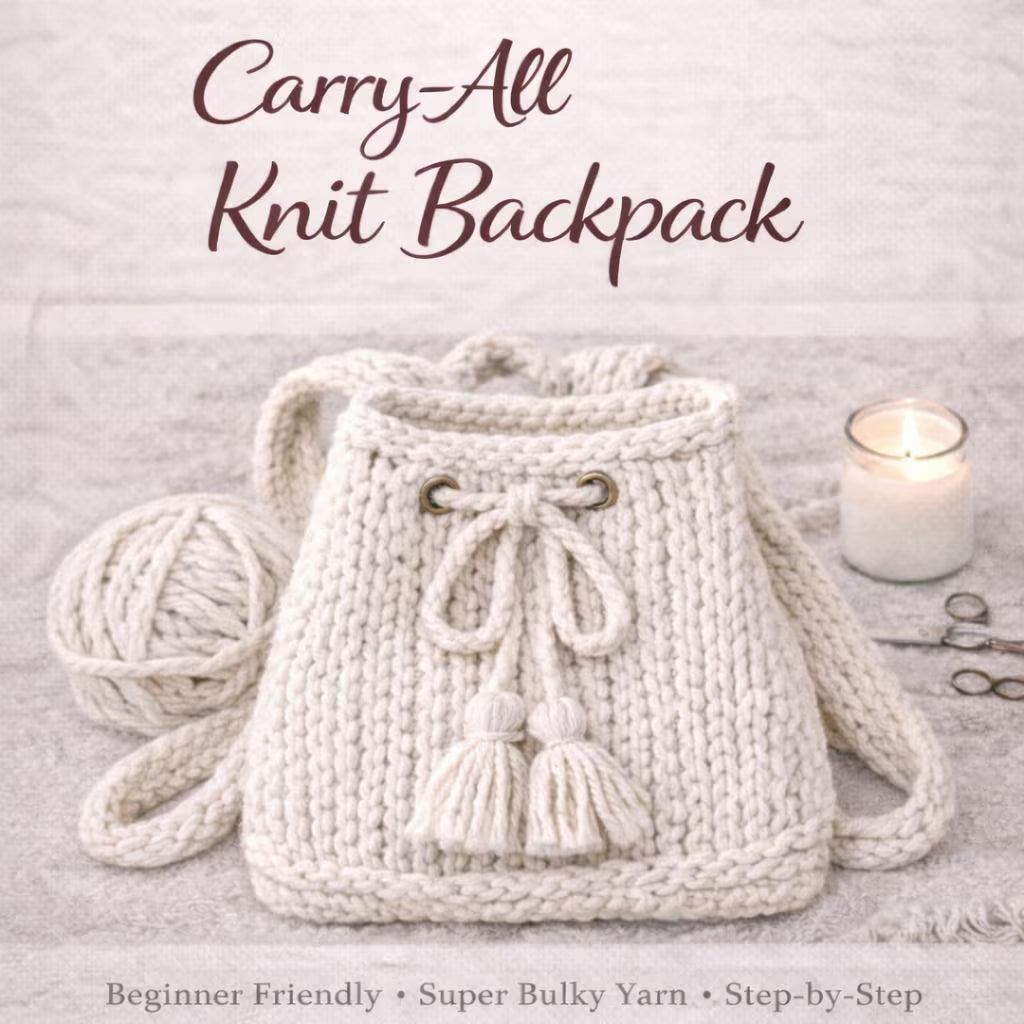 Carry-All Knit Backpack Pattern-Chunky Drawstring Bag