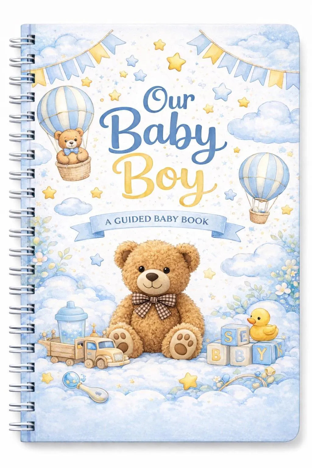 Baby Boy Memory Book | First Year Keepsake Journal, Teddy Bear Theme