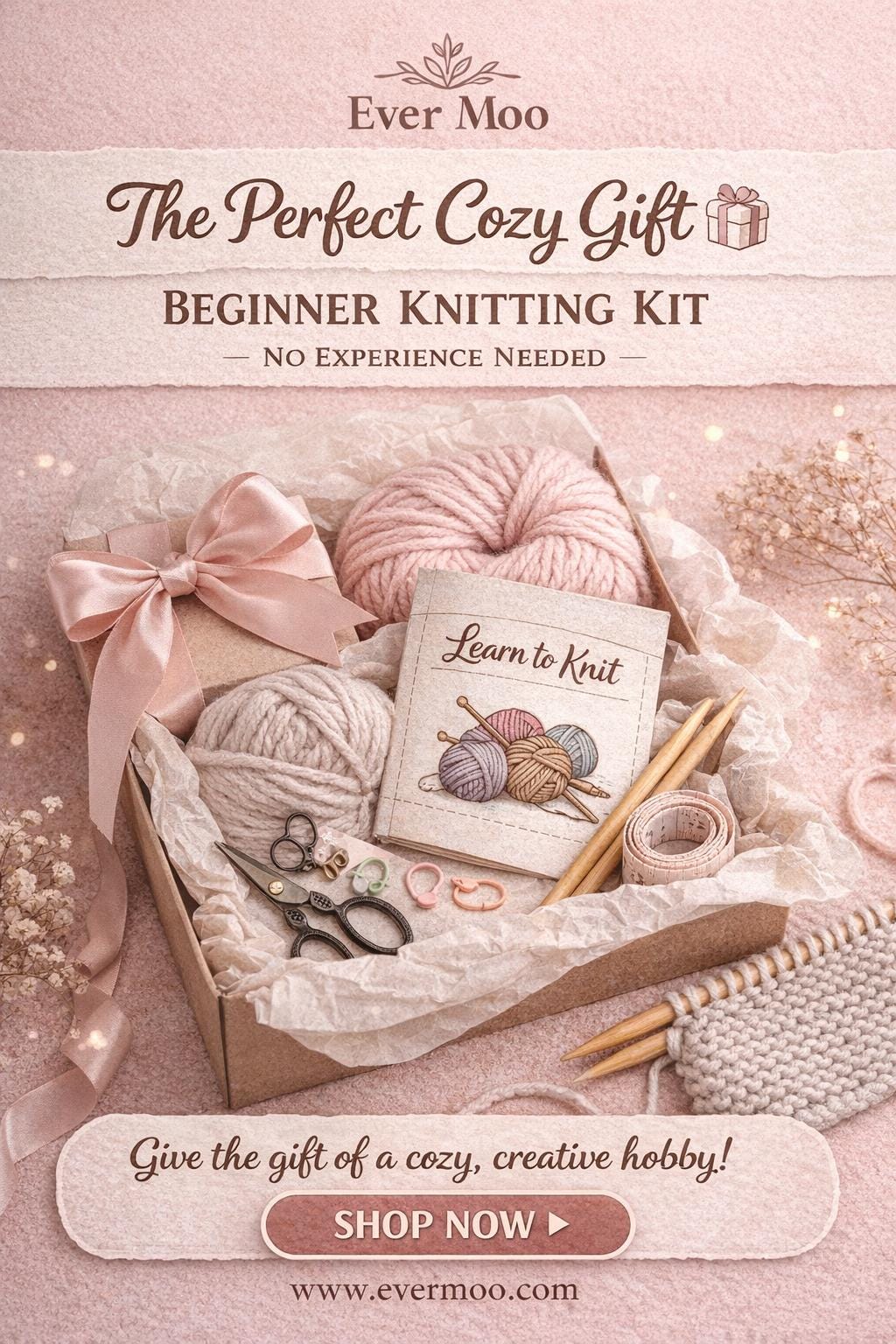 Beginner Knitting Kit – Cozy Scarf DIY, Garter Stitch